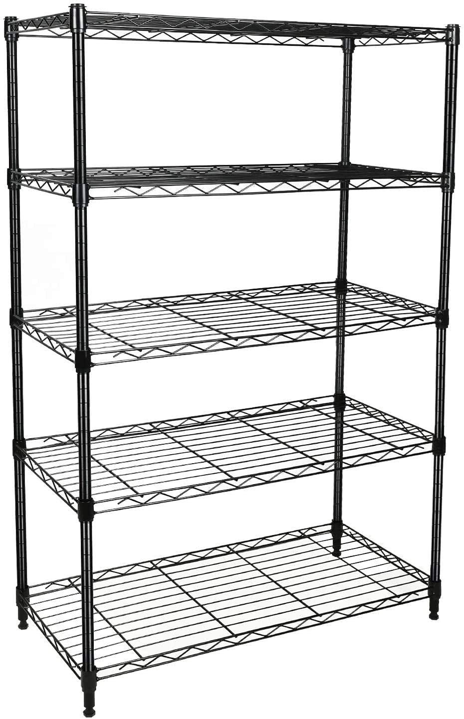 Simple Deluxe heavy-duty shelving unit side view in black, showing durable steel for garage storage