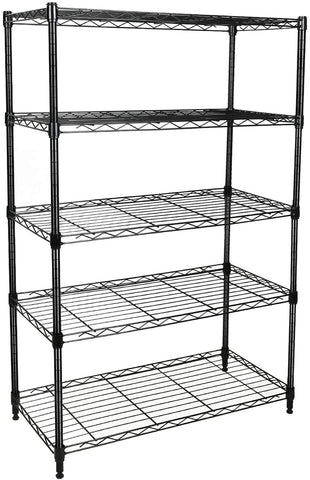 Simple Deluxe heavy-duty shelving unit side view in black, showing durable steel for garage storage