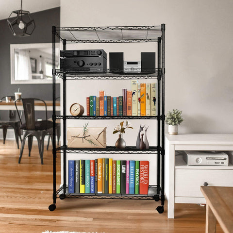 Simple Deluxe steel with black finish conveys durability and easy cleaning