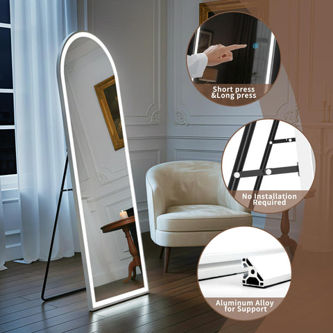 Simple Deluxe LED mirror showing dimmable color temperature control for customized grooming lighting.