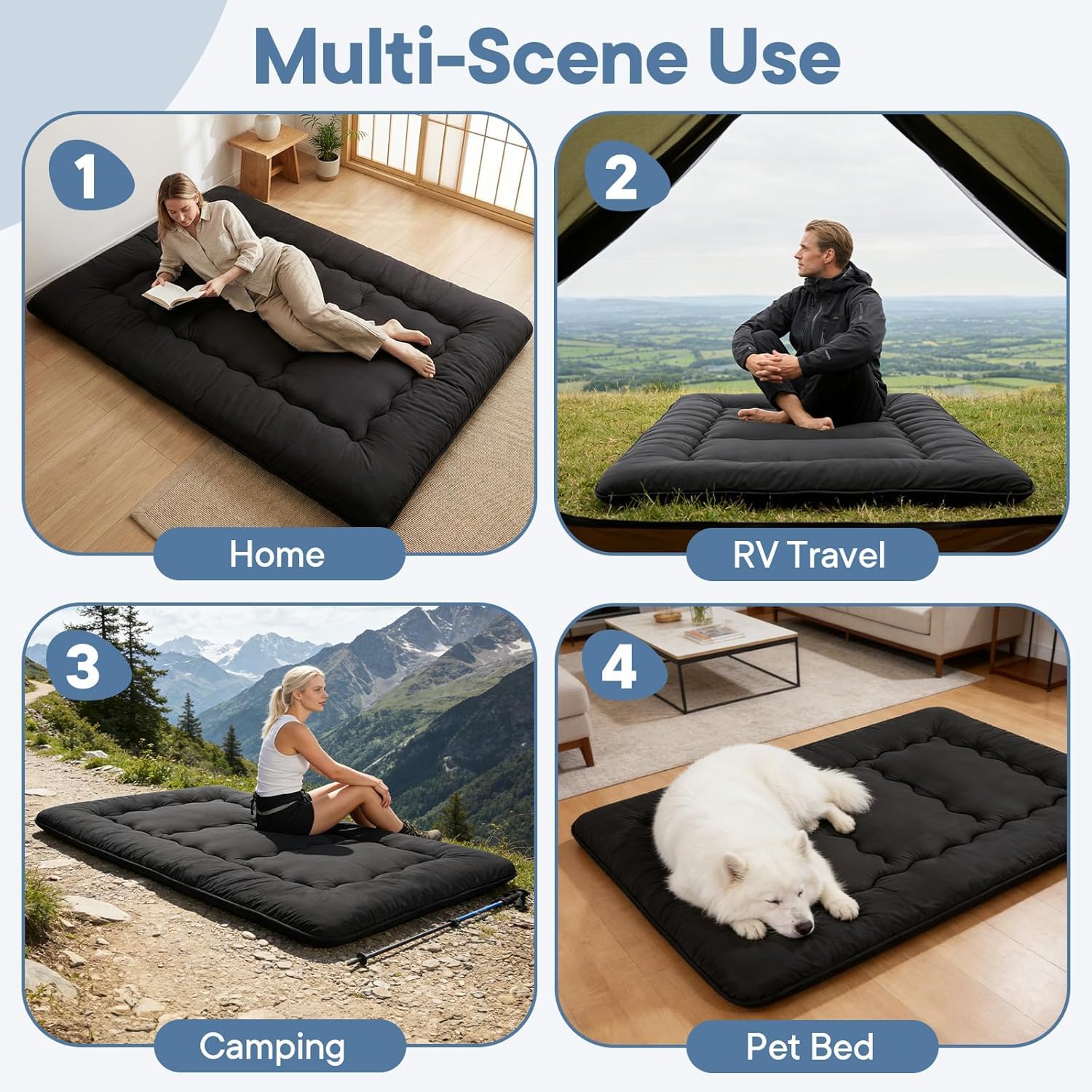 Simple Deluxe twin tatami mattress rolled for storage, compact solution for small spaces.