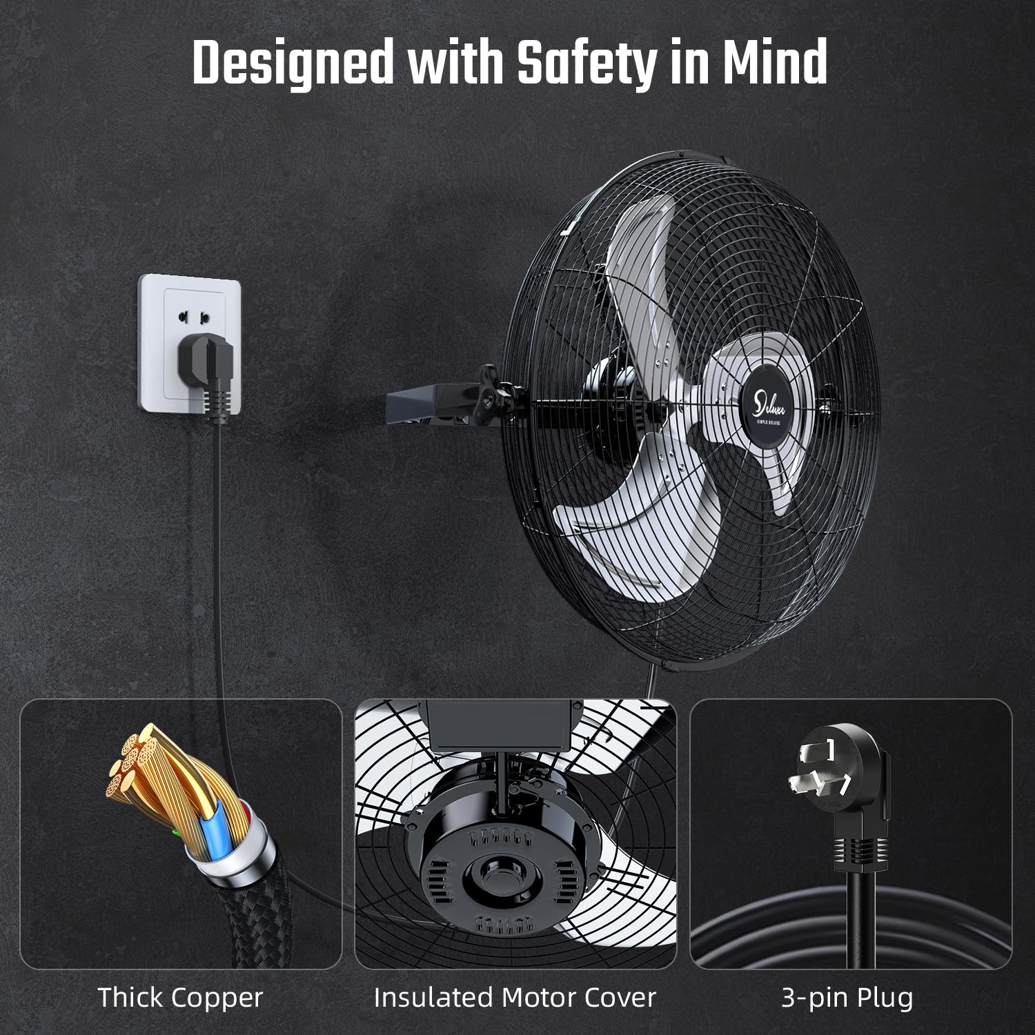 Simple Deluxe wall bracket attachment ensures secure, easy mounting.