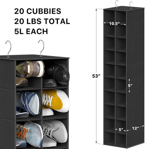 Simple Houseware 20-section shelves organizer in black in closet