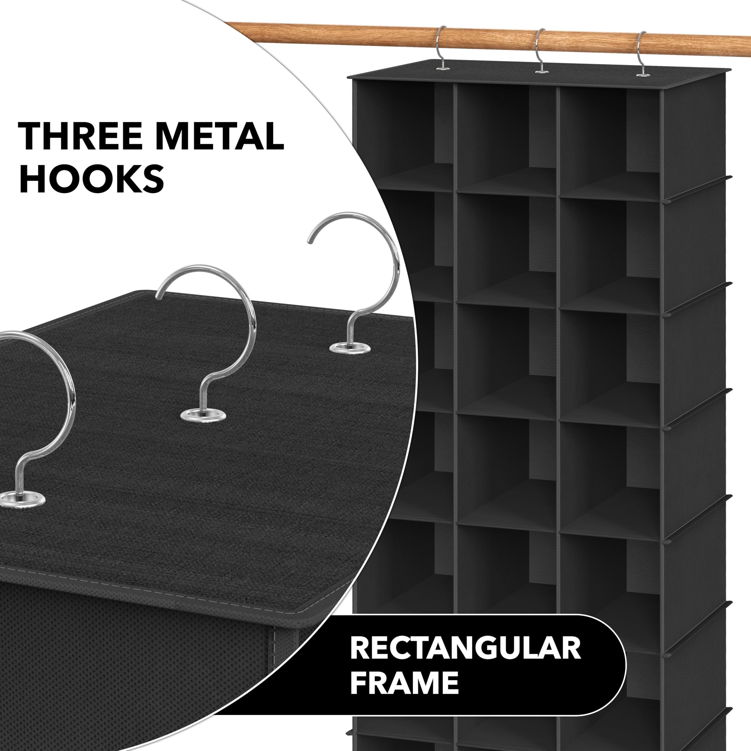 Simple Houseware 24-lb capacity organizer handles daily closet use.
