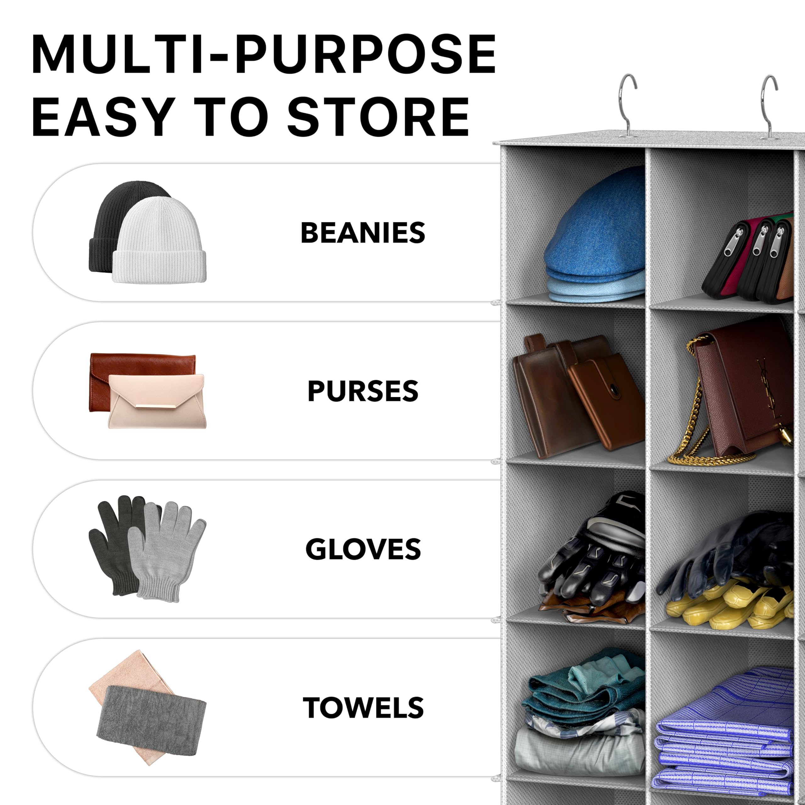 Dimensions graphic: 11.5 in depth by 17.25 in width for closet fit.