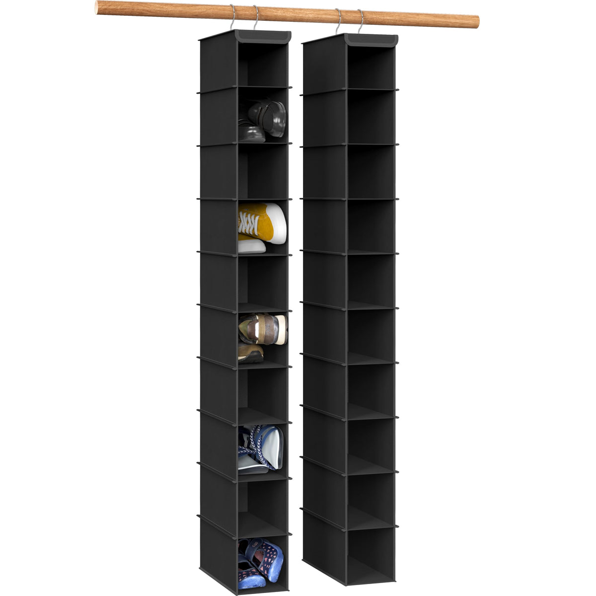 Simple Houseware 2-pack ten-shelves hanging organizer in black for maximizing vertical closet storage.