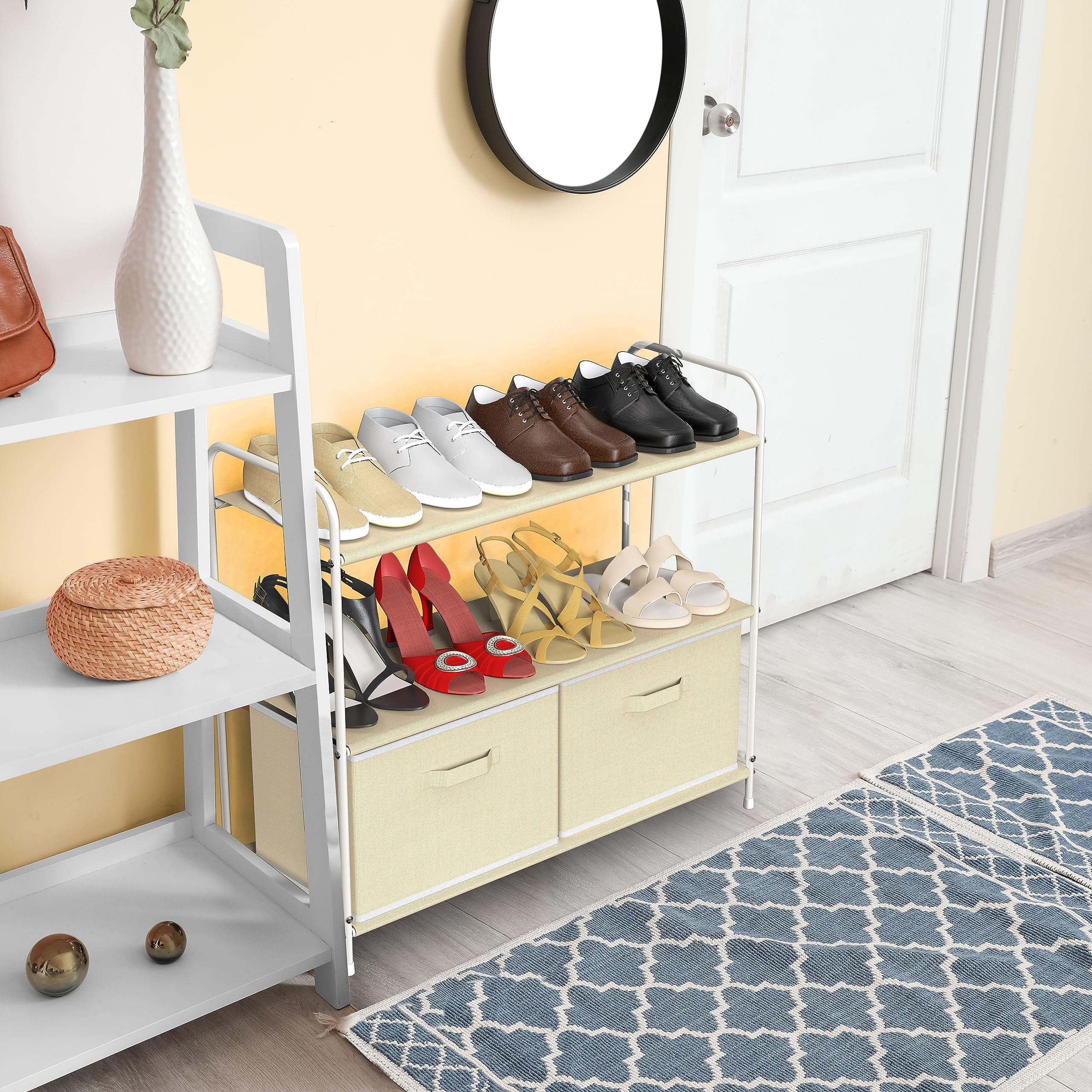 Simple Houseware bin inside demonstrates hidden storage and quick access.