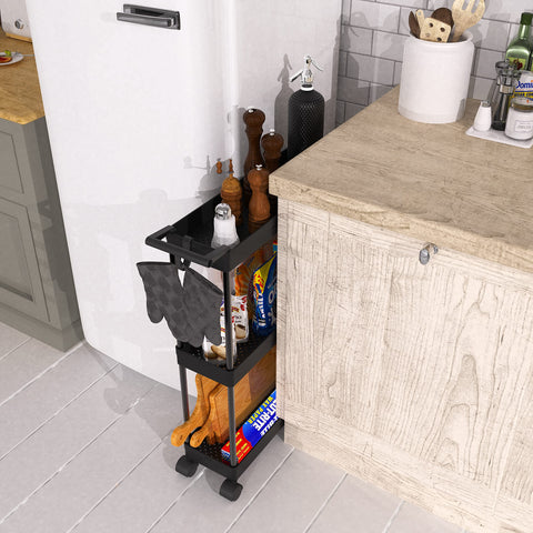Simple Houseware 3-Tier Slim Storage Cart with locking casters enables secure mobility