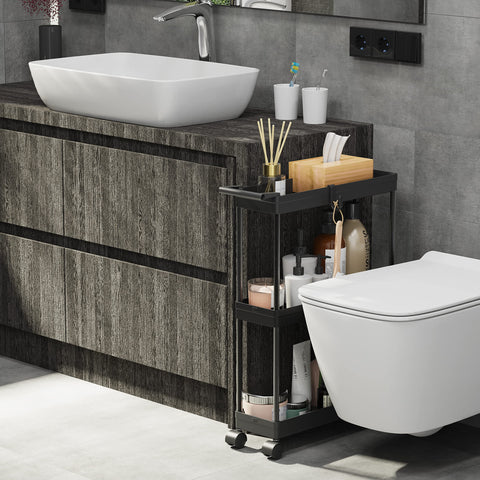 Simple Houseware 3-Tier Slim Storage Cart with removable handle bar for easy maneuvering