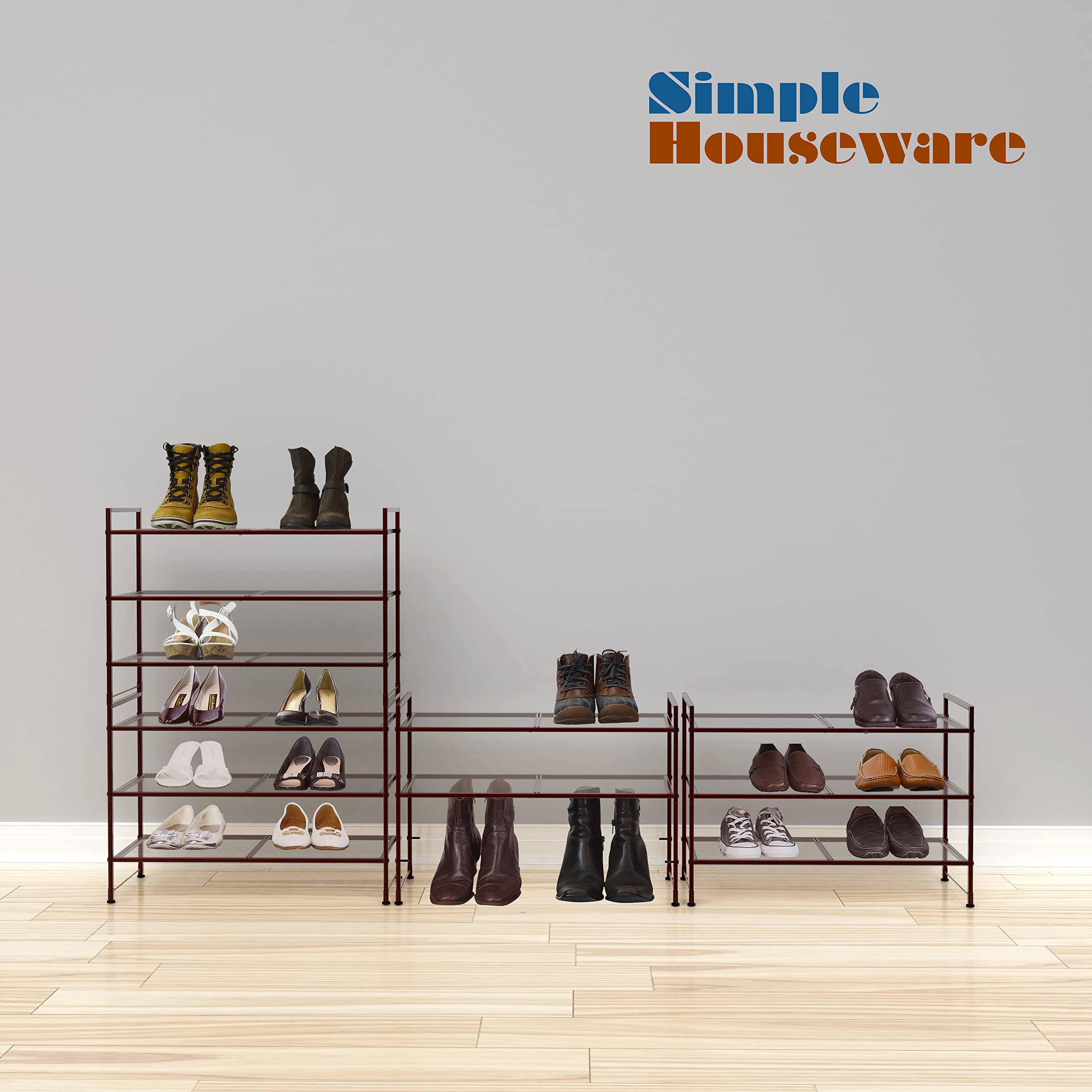 Simple Houseware Bronze 3-tier rack stackable setup in a compact space