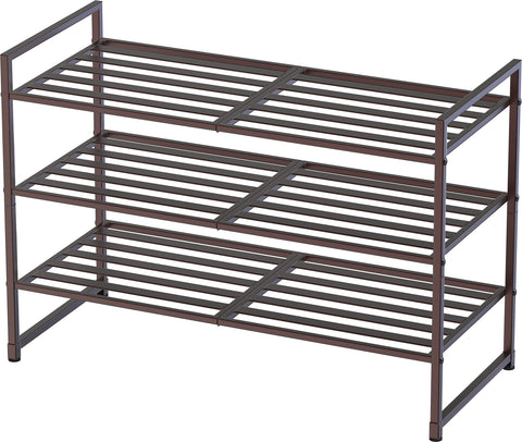 Simple Houseware 3-tier bronze shoe rack keeps entryway organized.