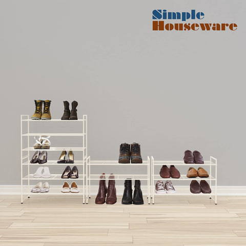 Simple Houseware 3-Tier stackable shoes rack in entryway demonstrating compact footprint