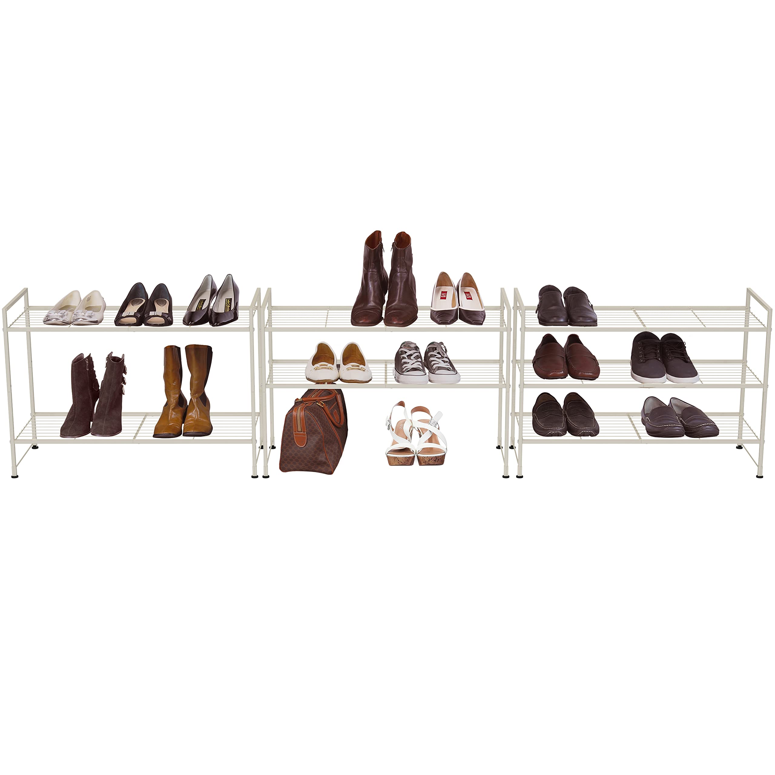 Simple Houseware 3-Tier stackable shoes rack stacked configuration for closet organization