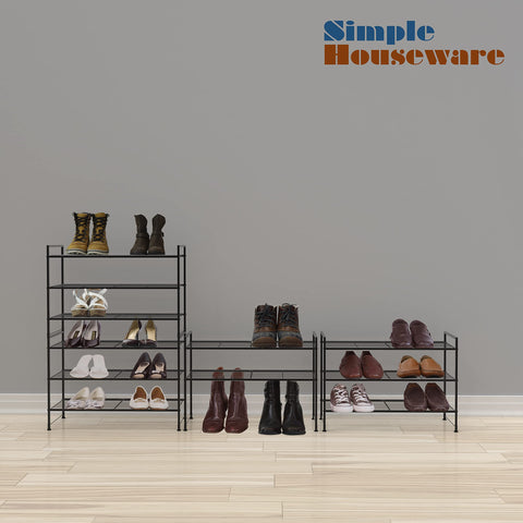 Simple Houseware 3-Tier Stackable Shoes Rack stacked units maximize space in entryway.