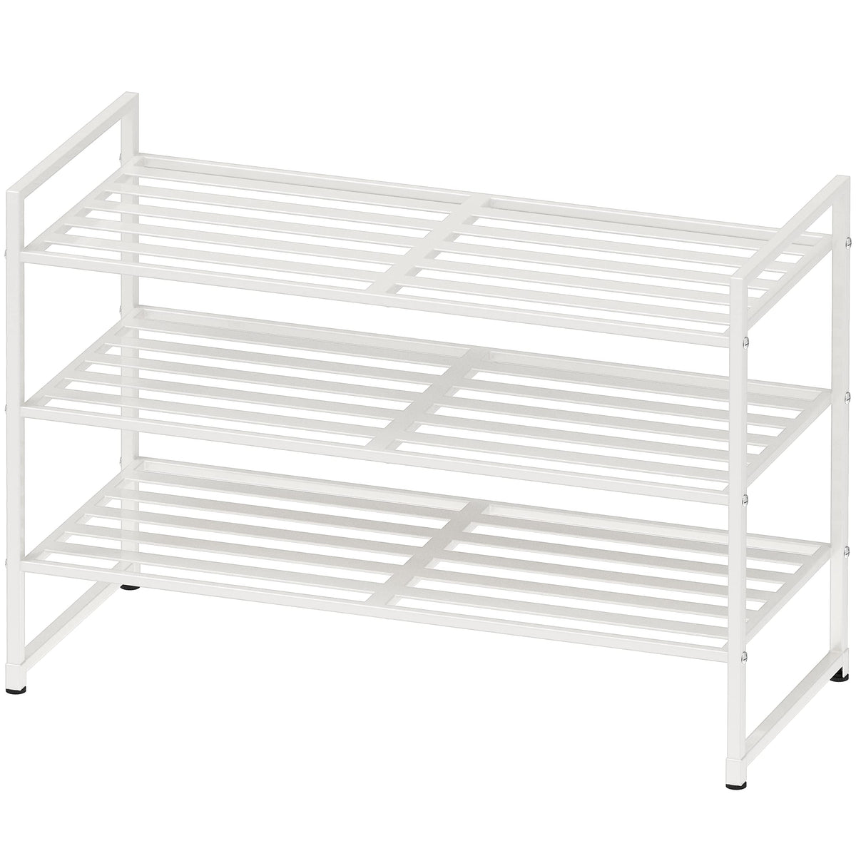 Simple Houseware 3-Tier Stackable Shoes Rack in white for compact entryways.