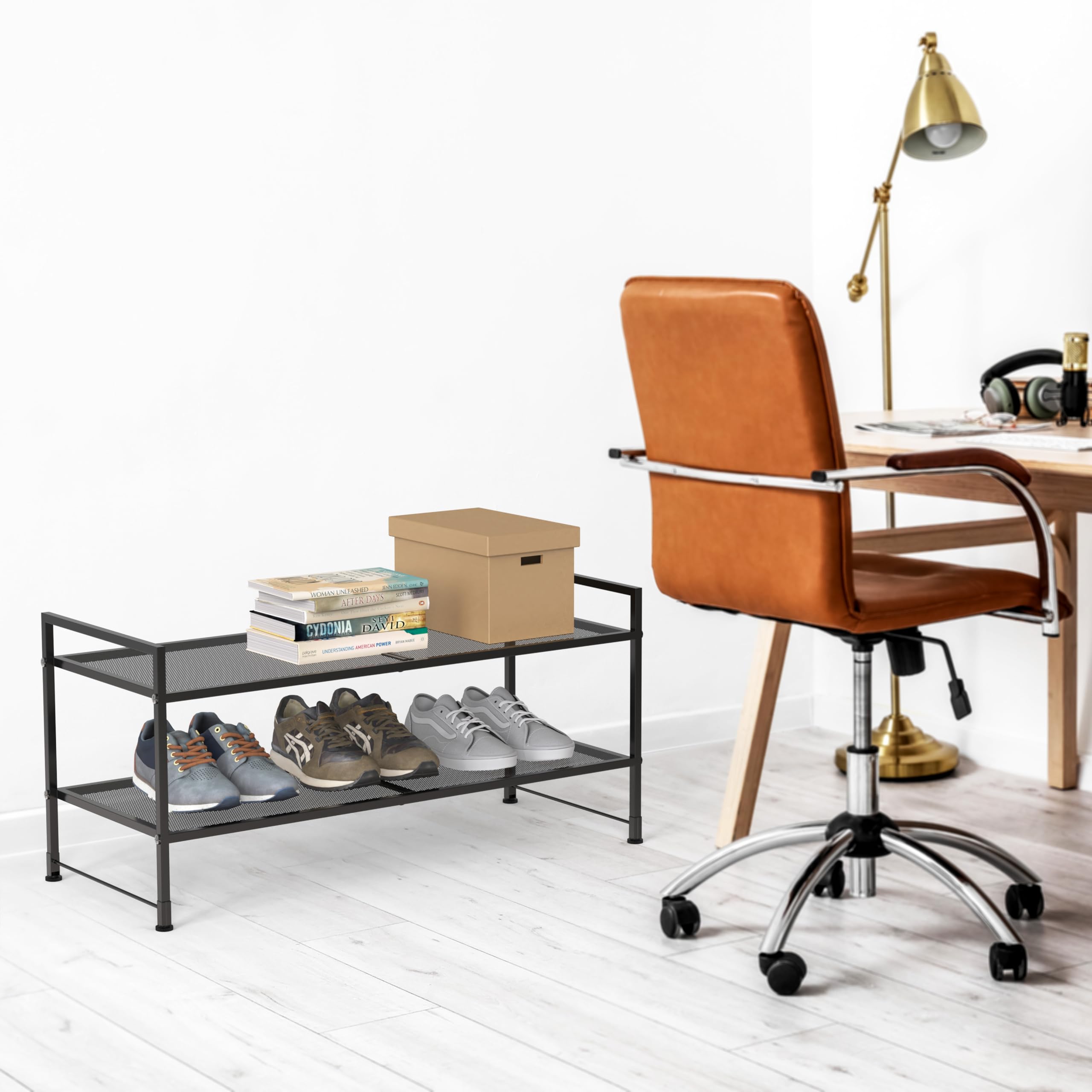 Each shelf supports up to 30 lbs for daily wardrobe use.