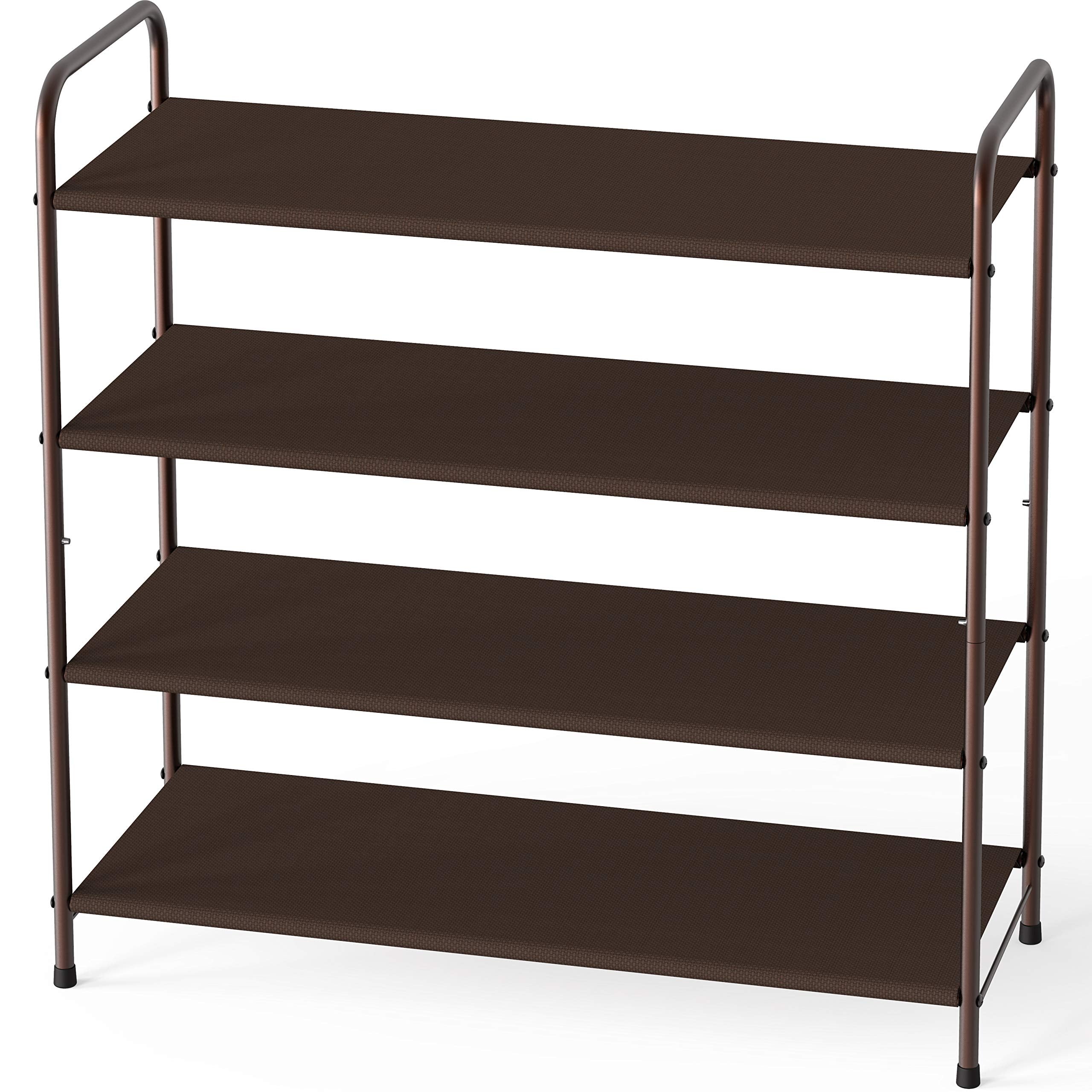 Simple Houseware 4-Tier Shoe Rack bronze front view for organized entryway storage.