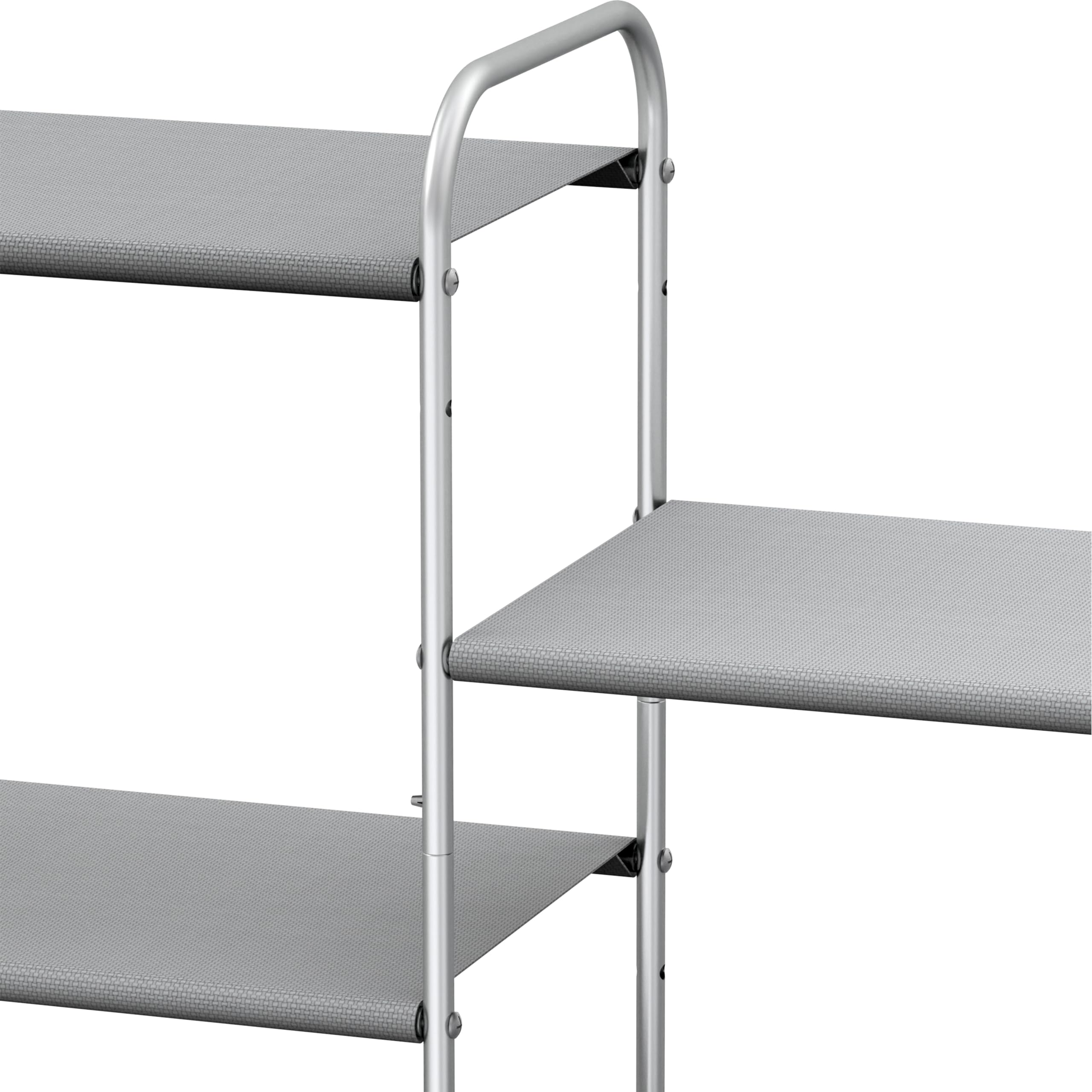 Simple Houseware 4-Tier Shoe Rack grey ideal for dorm room organization.