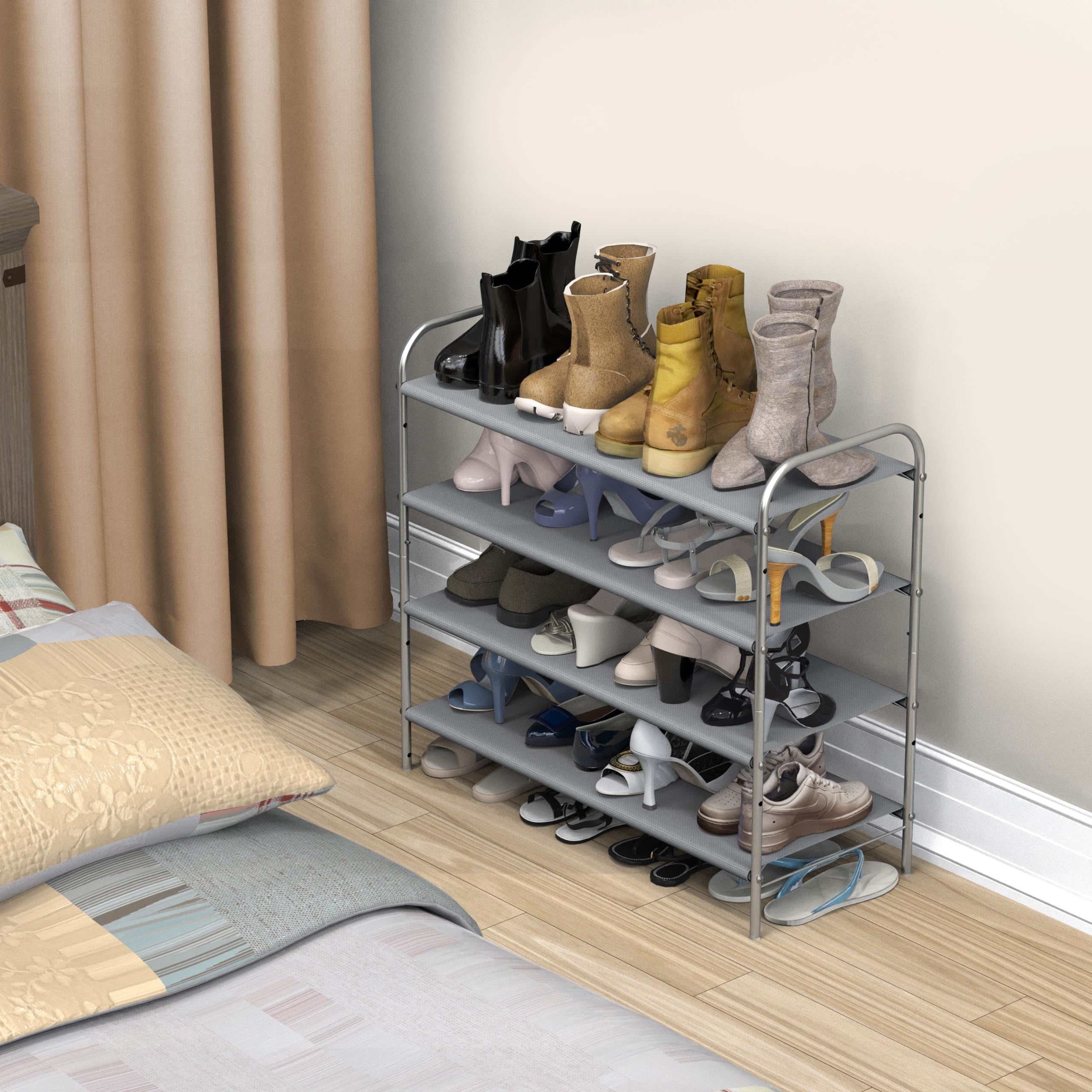 Simple Houseware 4-Tier Shoe Rack grey entryway organizer reduces clutter.