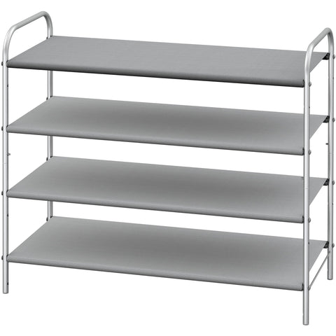 Simple Houseware 4-Tier Shoe Rack grey front view shows organized entryway storage.