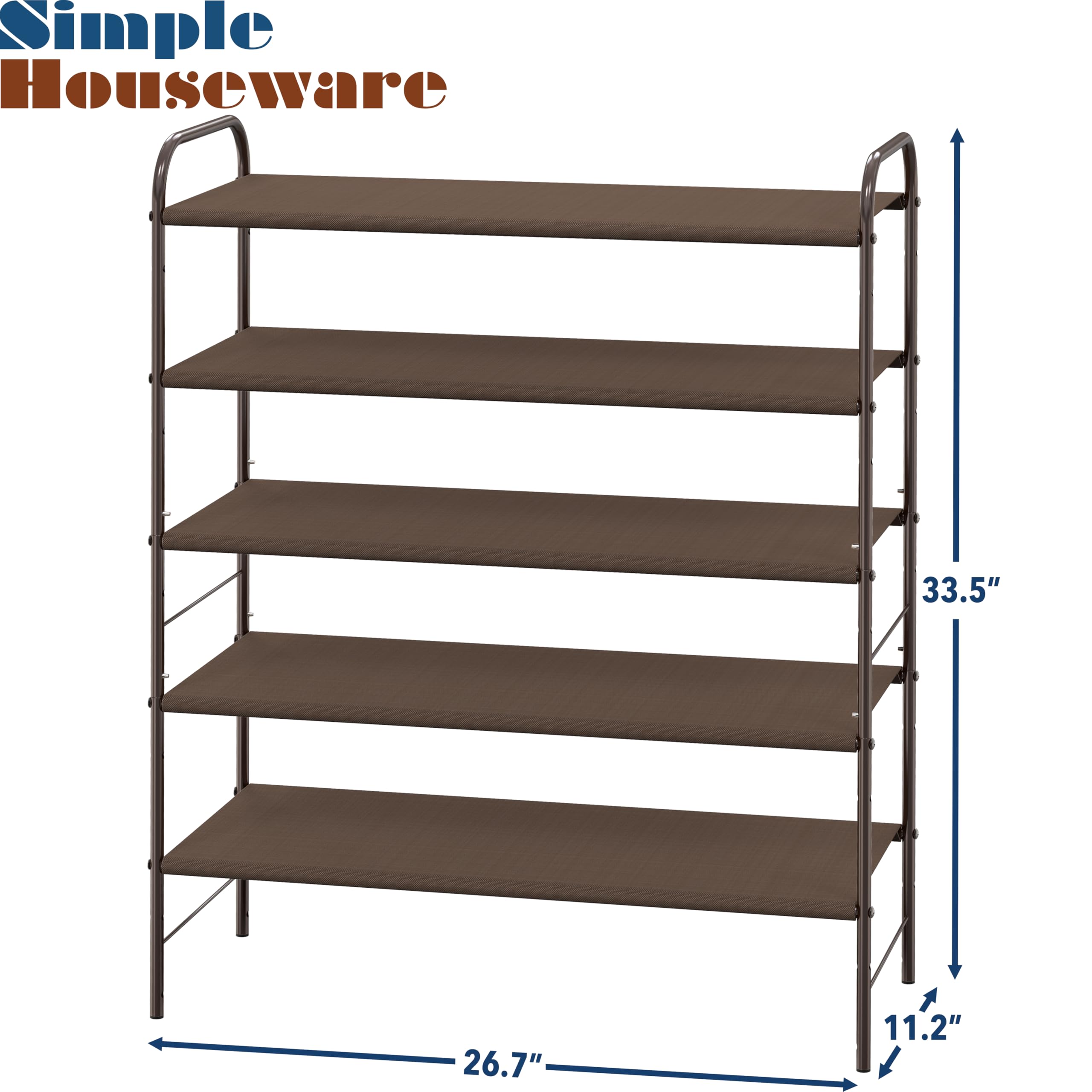 Simple Houseware bronze shoe rack side view demonstrates slim profile for tight spaces.