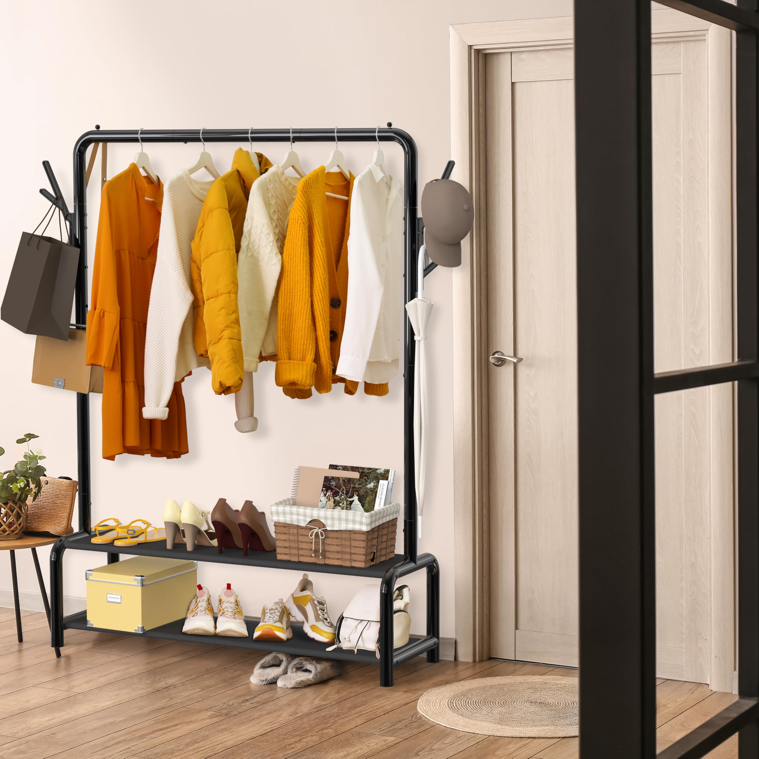 Simple Houseware 52-inch rack dimensions 13D x 52W x 60H fit in tight spaces.