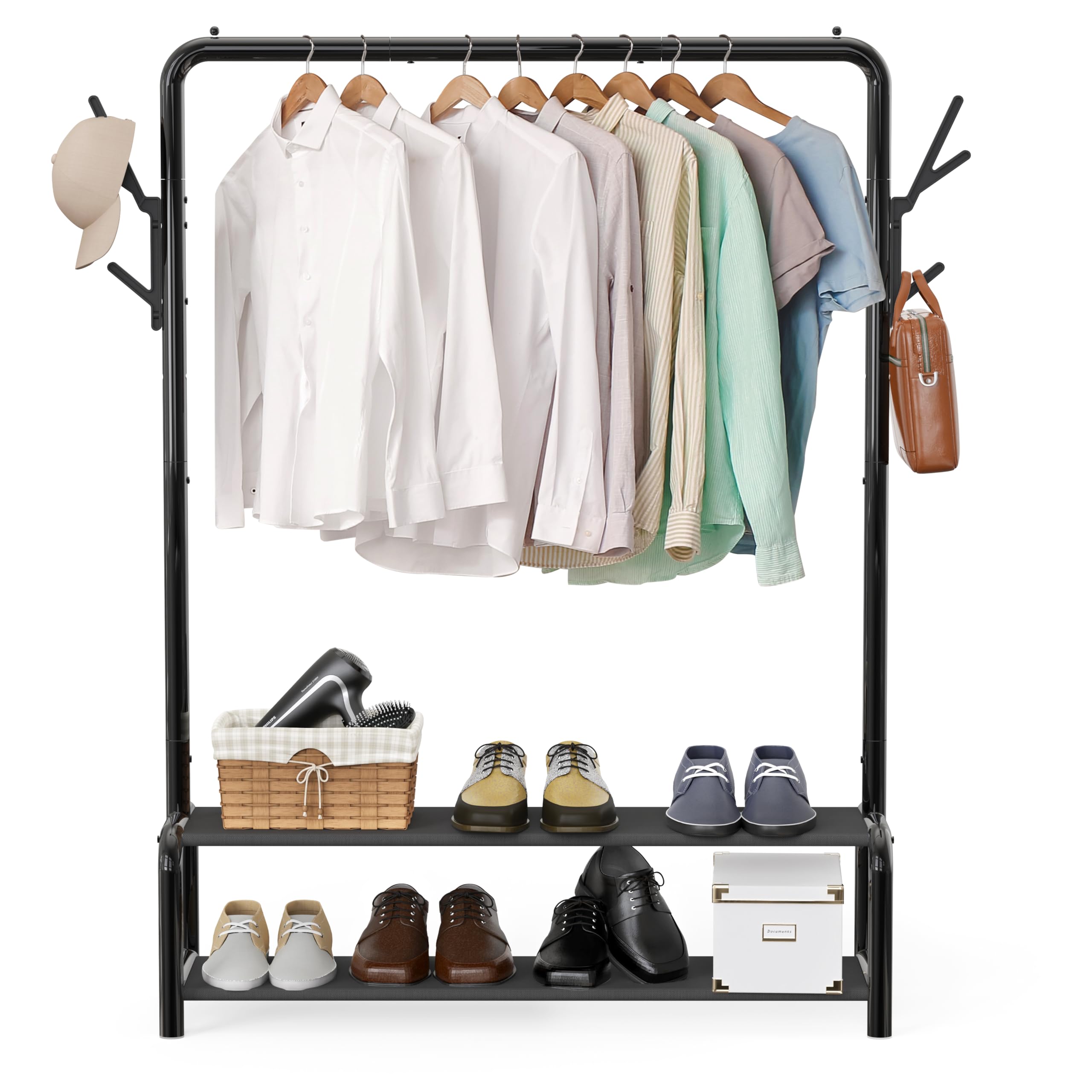 Simple Houseware 52-inch rack in a room helps organize belongings efficiently.
