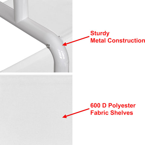 Simple Houseware fabric shelves add sturdy storage for shoes, bins, and daily essentials.
