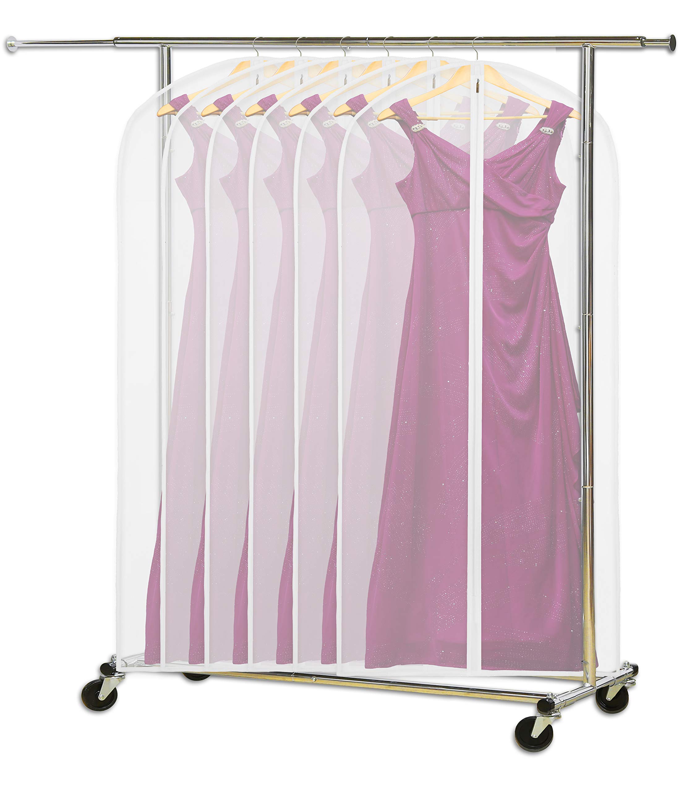 Simple Houseware 60-inch clear garment bag storage keeps closets organized.