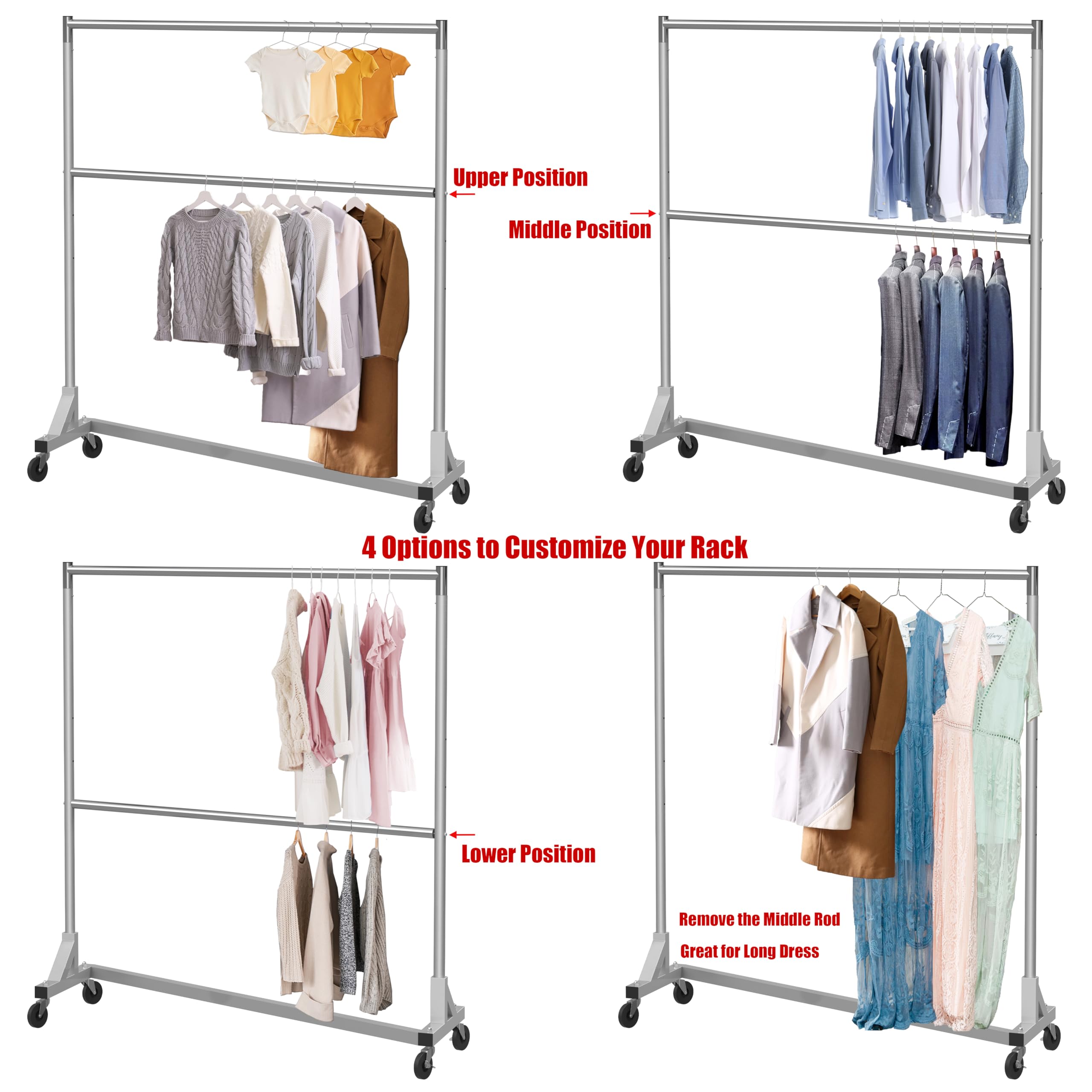 Simple Houseware 600lb capacity rack supports heavy uniforms and coats