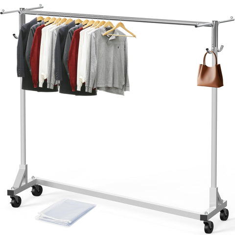 Simple Houseware 62-inch bar garment rack with clear cover protects clothes.