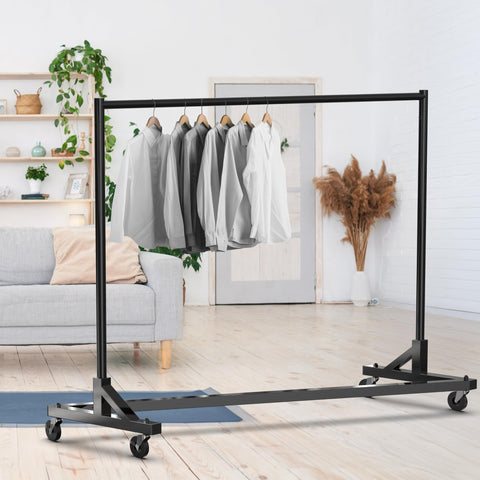 Simple Houseware 63-inch hanging bar provides ample space for long garments.