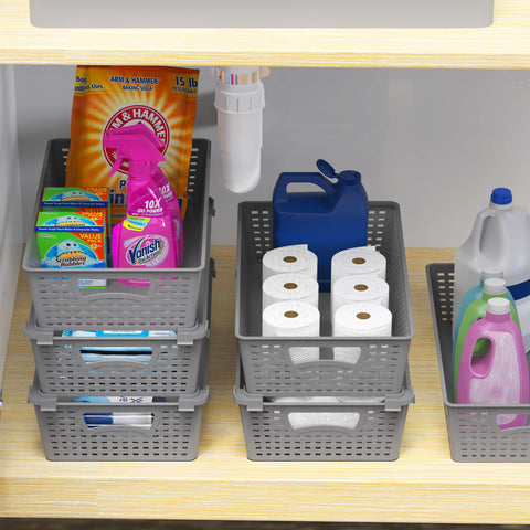 Simple Houseware basket gray in bathroom organization setup