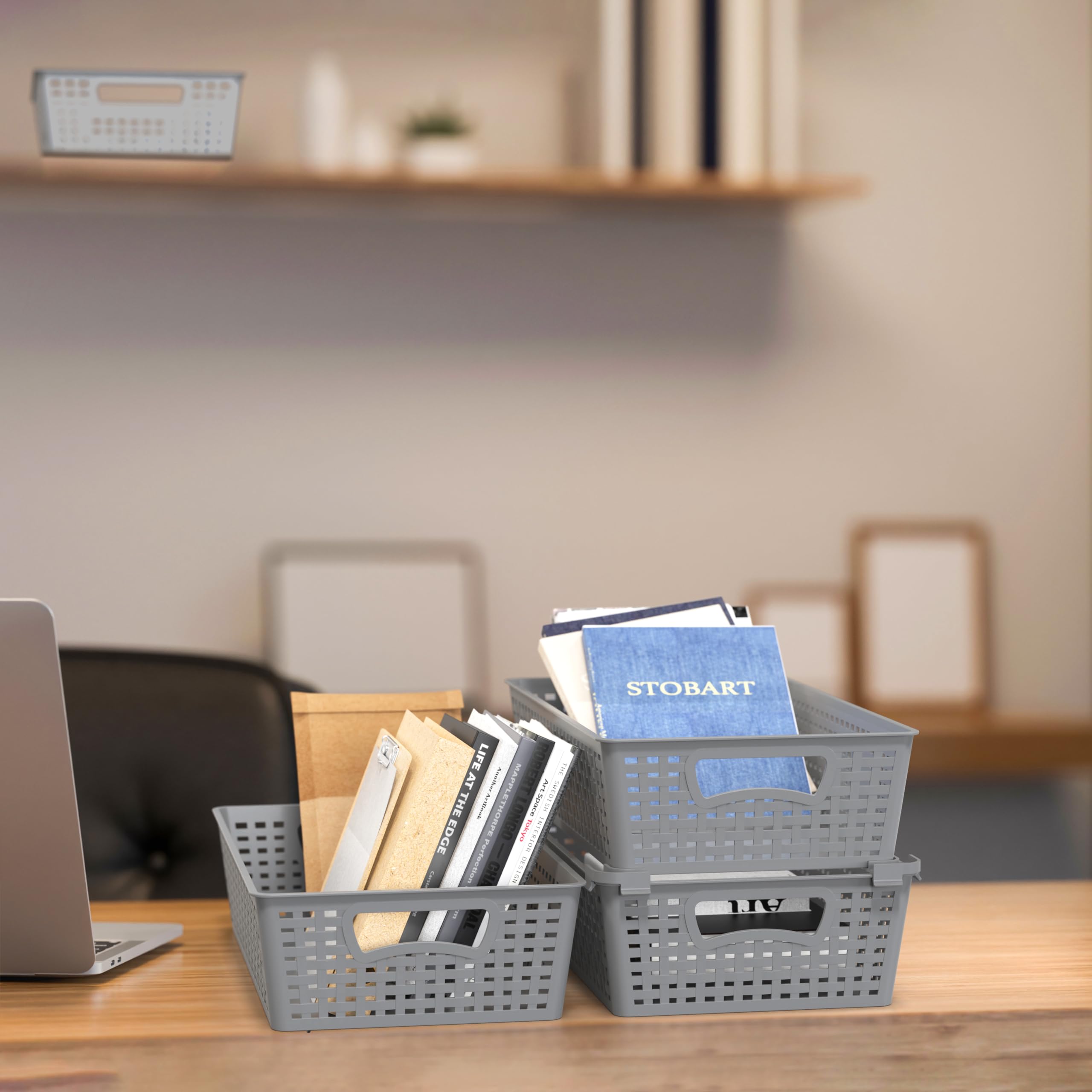 Simple Houseware basket gray easy clean material for daily use