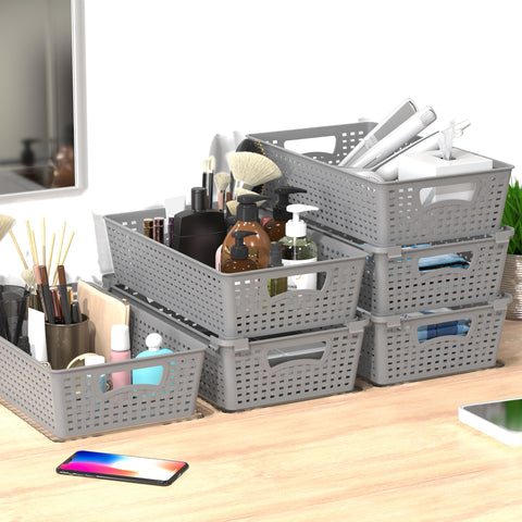 Simple Houseware basket gray in kitchen storage layout