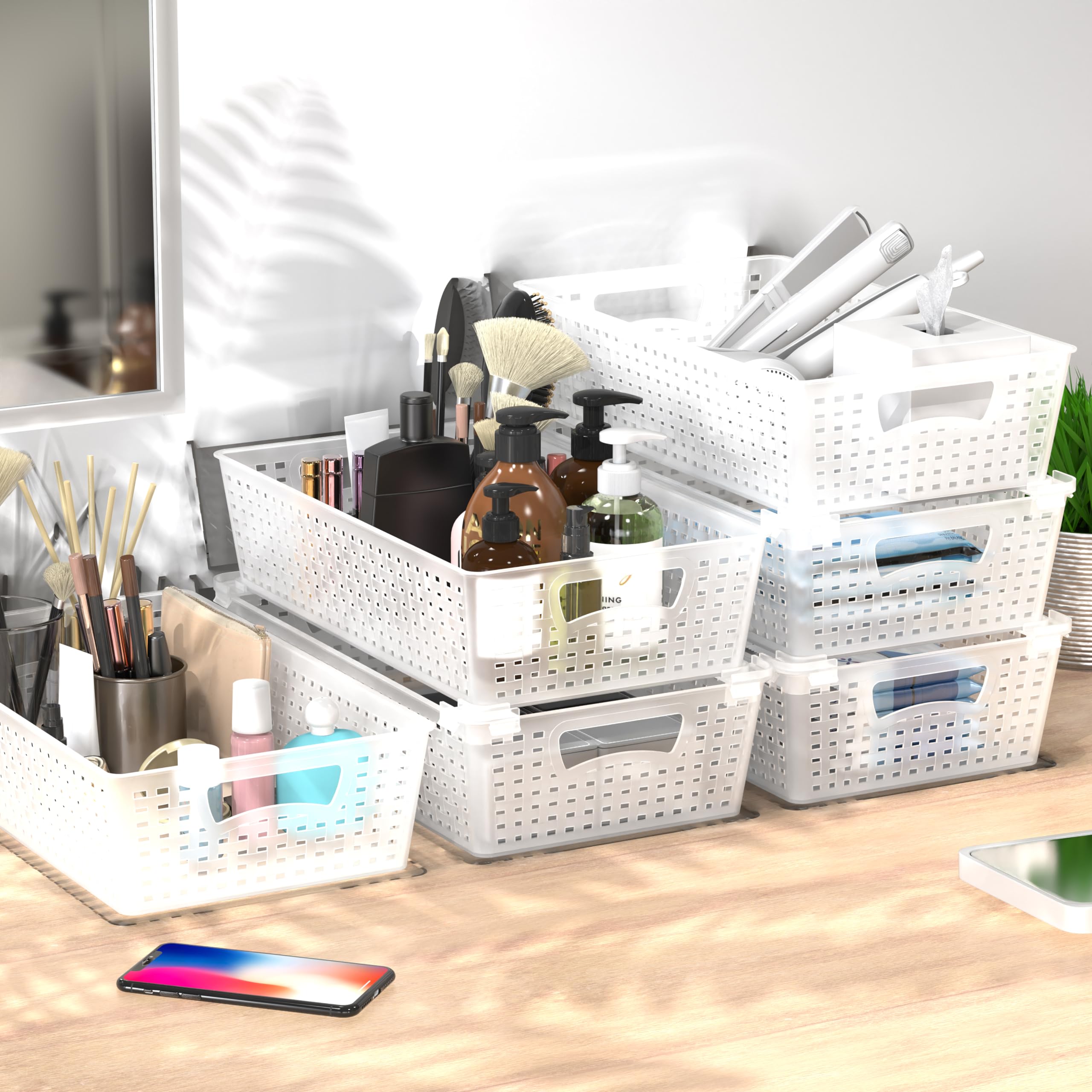 Simple Houseware bathroom accessory basket tidies essentials within reach.