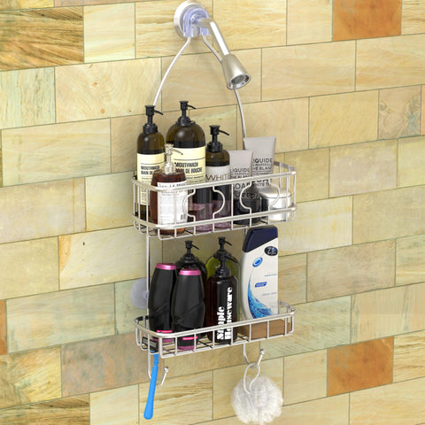 24-inch hanging organizer offers accessible storage in shared or compact bathrooms