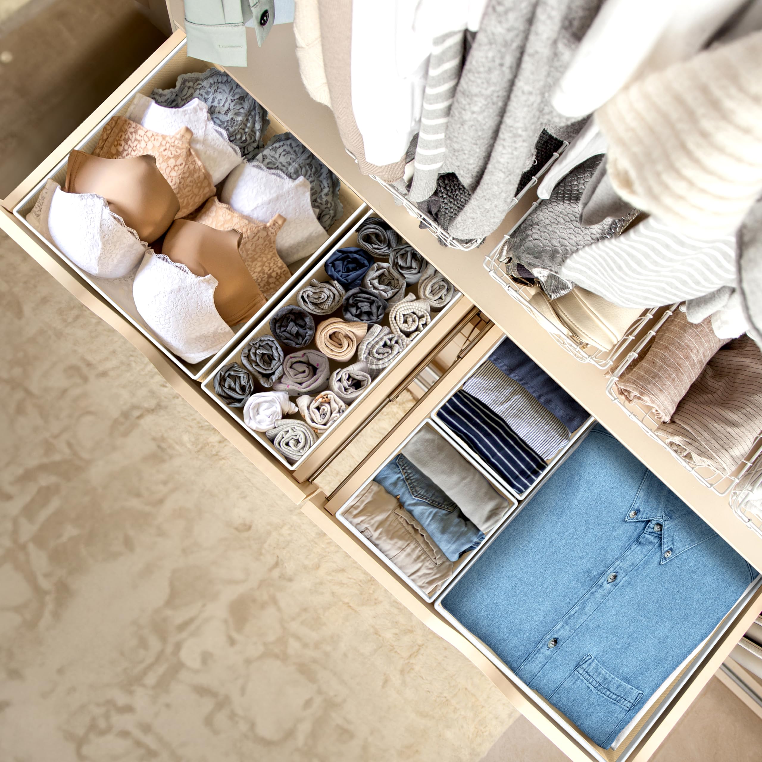 Simple Houseware beige non-woven fabric offers breathable storage.