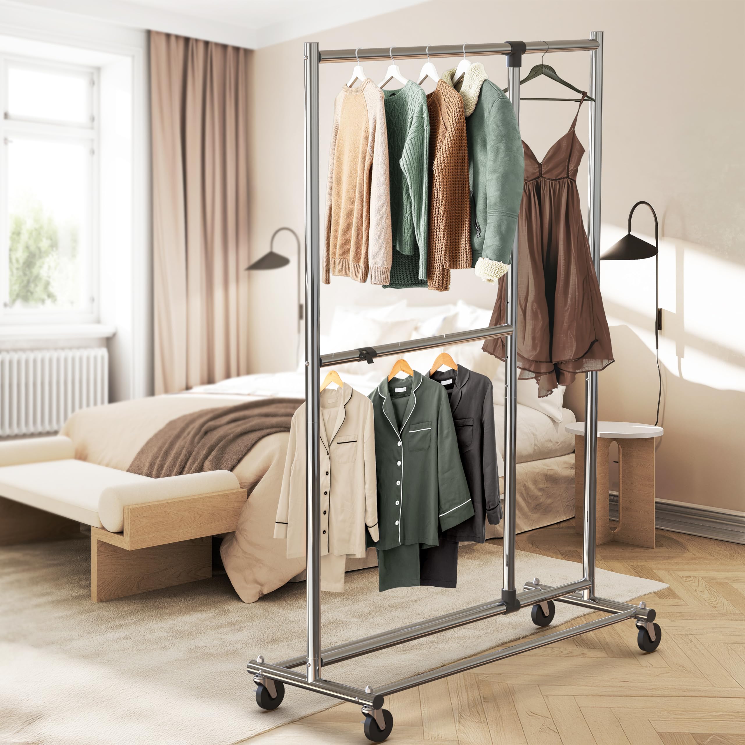 Simple Houseware chrome finish frame adds sleek style and sturdy support.