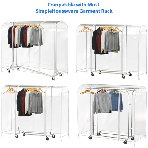 Simple Houseware clear garment rack cover in dustproof PEVA protects clothes