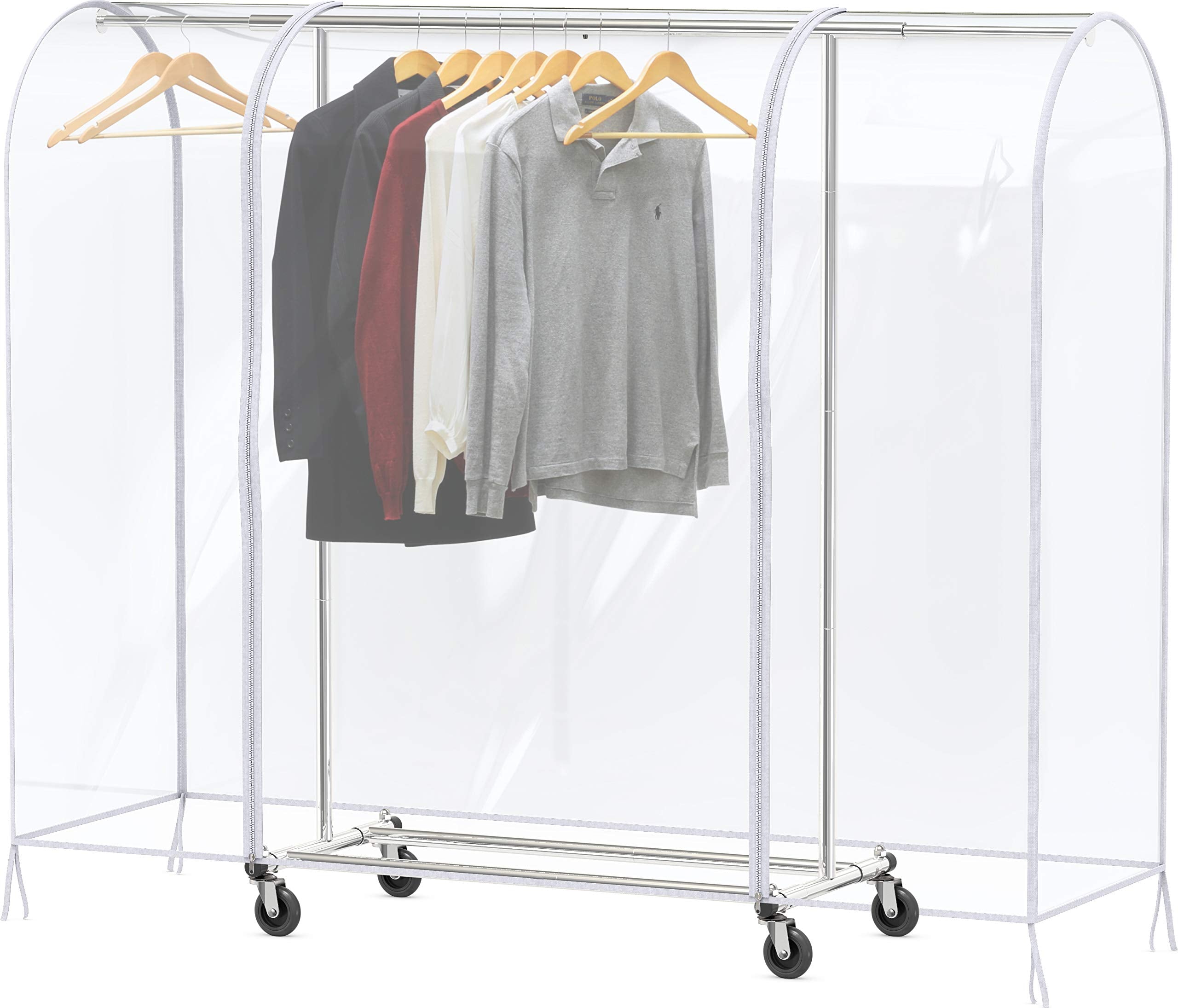 Simple Houseware clear garment rack cover with zipper access for easy loading