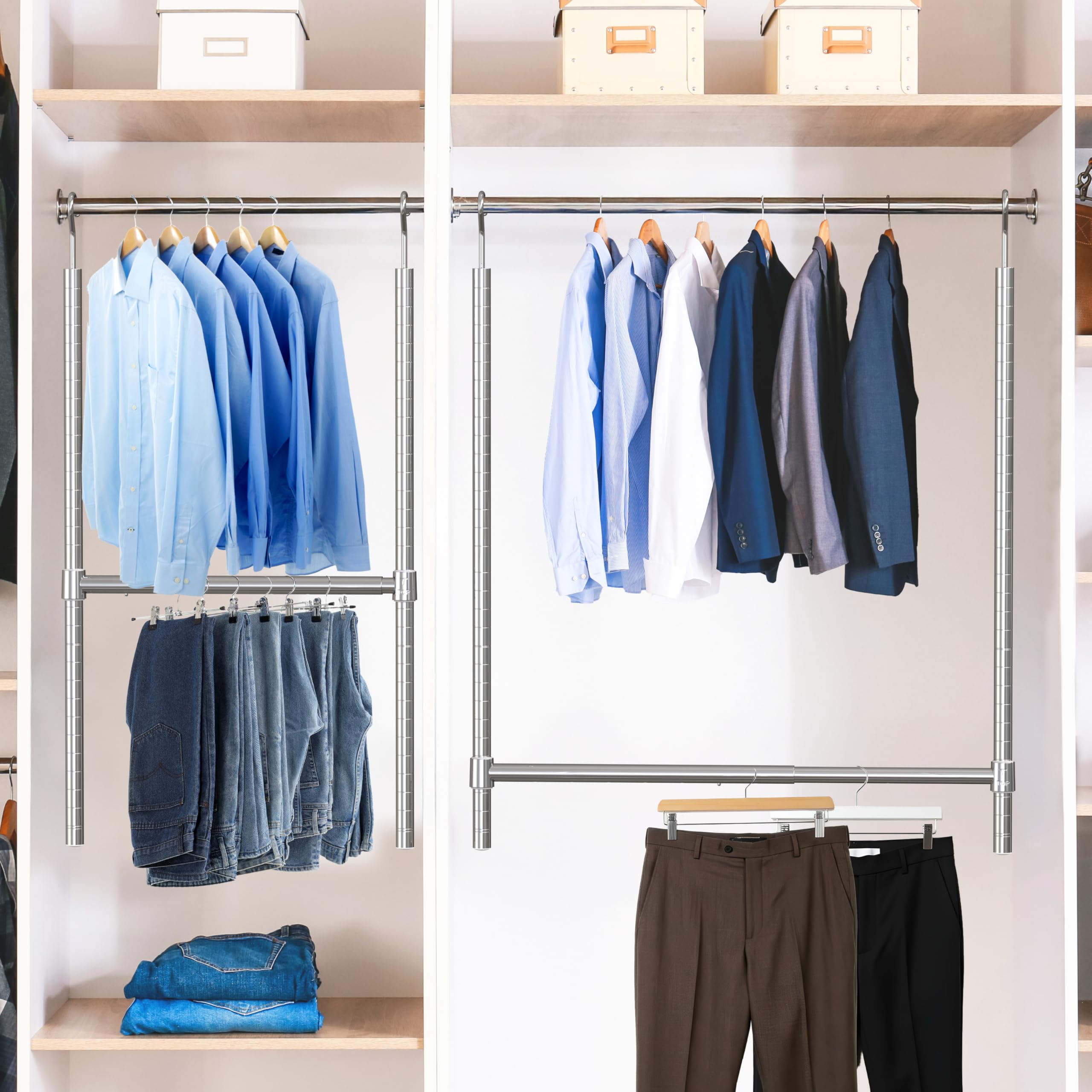 Simple Houseware two-pack closet organizer ideal for maximizing small spaces.