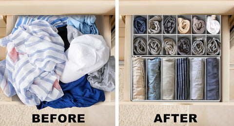 Simple Houseware 7-cell bin for bras and shirts neatly organized.