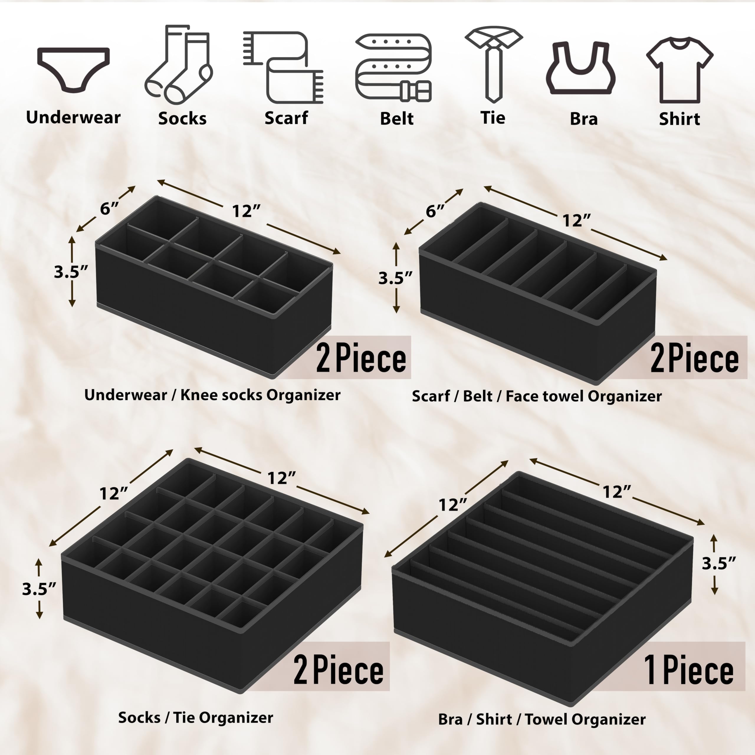 Simple Houseware 8-cell bin ideal for socks and underwear separation