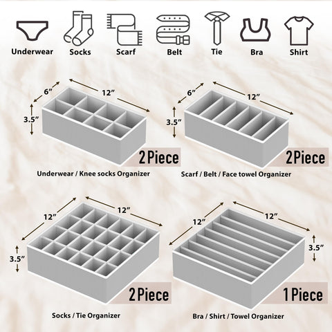 Simple Houseware 8-cell bin for underwear and socks in a drawer.