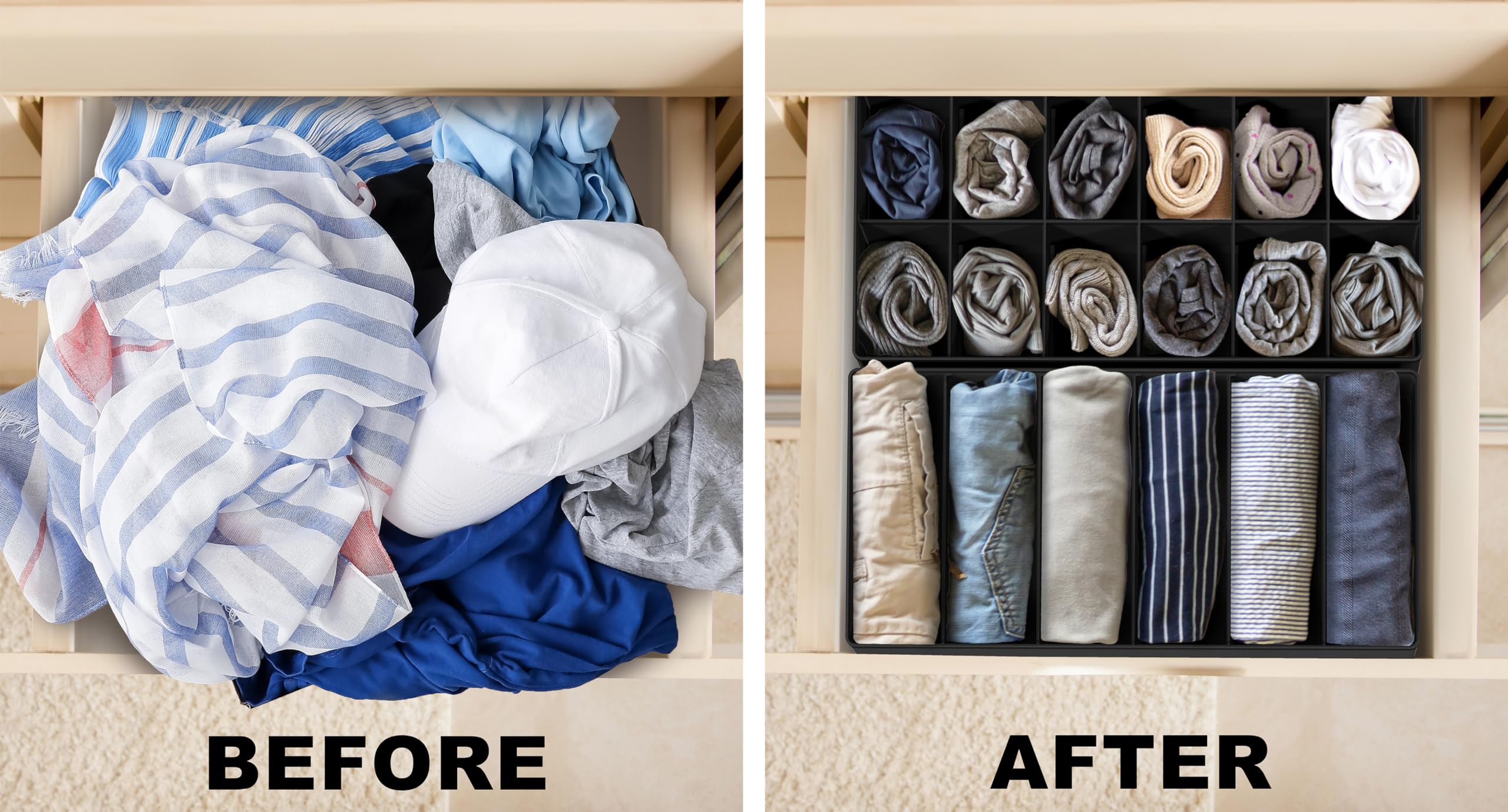 Simple Houseware drawer setup shows easy access to lingerie after laundry