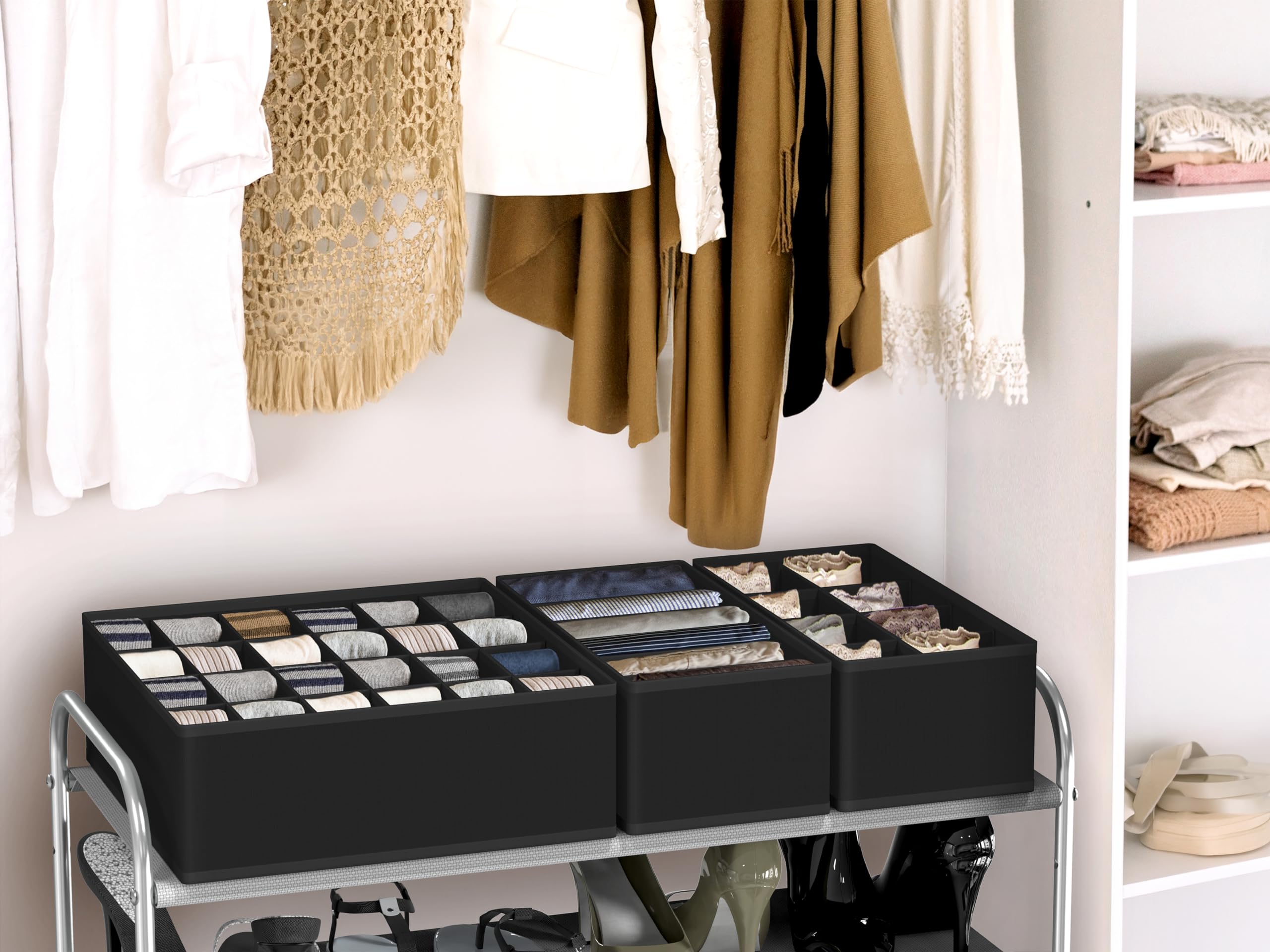 Simple Houseware foldable fabric organizer enhances closet space efficiency