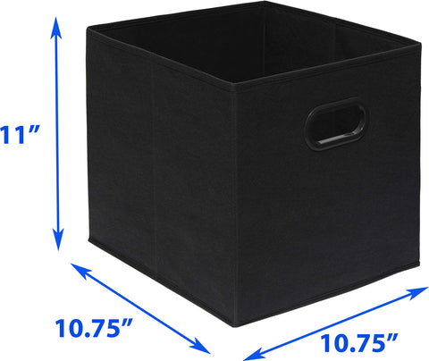 Simple Houseware 11-inch cube bin on a bookshelf suits living room or nursery.