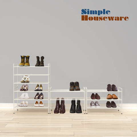 Simple Houseware 11-inch deep, 26.3-inch wide, 19-inch high rack for compact storage.