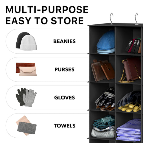 Simple Houseware dimensions fit tight closets while keeping items organized.